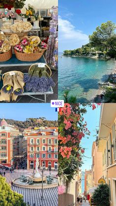 the collage shows several different locations in europe