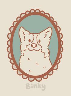 an image of a dog that is in a circle with the word binky on it