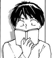 a black and white drawing of a woman reading a book with her eyes closed while looking at the camera