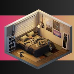 a bed room with a neatly made bed