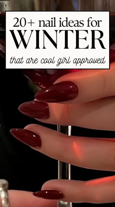 Gorgeous Winter Nail Ideas | Classy winter girl ideas | winter manicure short oval gel ideas | #winter #winternails Winter Nail Polish Trends, Popular Nail Looks, Hot Gel Nail Colors, Good Winter Nails, Berry Plum Nails, Long Nail Color Ideas, Nails Colors For Winter, Nails After Christmas, December Nails Ideas Square