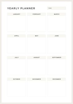 White and Black Simple Yearly Planner A4 Document - Templates by Canva basicplannerpages.