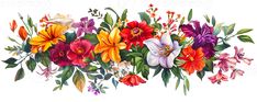 colorful flowers are arranged on a white background
