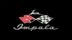 the logo for an automobile company with two flags on it's head and in the background is a checkered flag