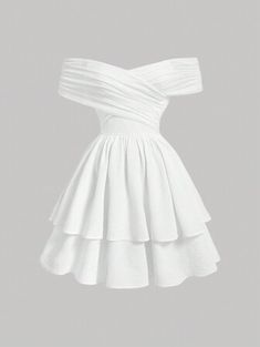 Cute White Dresses Graduation Short, White Graduation Dress 8th Grade, Cite White Dresses, White 8th Grade Graduation Dresses, 8th Grade Graduation Dresses White, White Medieval Dress Short, Shein Hoco Dresses, Shein Cute Dresses, White Shein Dress