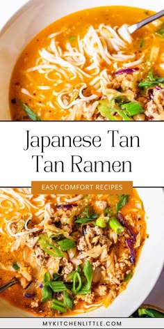 Bring the taste of Japan to your kitchen with this homemade Tan Tan Ramen recipe. This easy and spicy noodle soup features a flavorful broth, ground pork, and fresh ramen noodles. Ideal for those looking for authentic Japanese noodle recipes that are simple to make. Pin this to your Cooking Japanese board and visit the article for step-by-step instructions. Asian Noodle Recipes Soup, Ginger Ramen Noodle Recipes, Japanese Ramen With Noodles And Toppings, Hearty Ramen With Pork, Ramen Quick, Ground Pork Ramen Noodle Recipes, Pork Ramen Noodle Recipes, Easy Spicy Tan Tan Ramen Bowls, Ground Pork Ramen