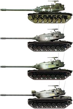 four tanks are shown in three different positions