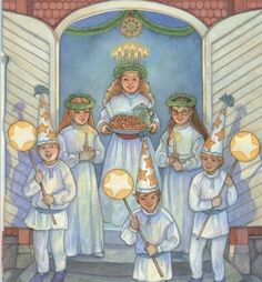 a group of children standing in front of a door with food on their heads and holding spoons