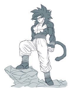 a drawing of gohan from the dragon ball anime, standing on top of a rock