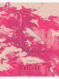 a pink and white map with the name tblisi on it