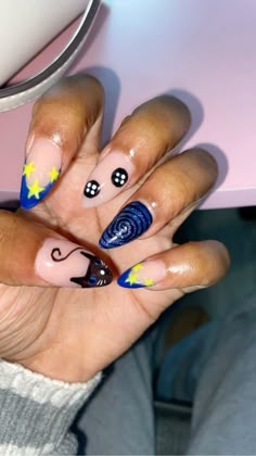 halloween nails, nail inspo, coraline, almond nails, halloween nail inspo, almond nail inspo, explore, short nail inspo Coaline Nails, Easy Halloween Designs For Nails, Coralone Nails, Coraline Mails, Basic Halloween Nails Short, Nail Inspo Almond With Thumb, Nails Almond Halloween, Nail Inspo Coraline, Nail Inspo Almond Halloween