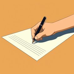 Vector Illustration of a hand-carrying pen writing on paper.