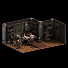 Old man's Study, zachary soares on ArtStation at https://www.artstation.com/artwork/n4dye Voxel Pixel Art, Magicavoxel Tutorial, Voxel Room, 3dsmax Render Setup For Pixel Art Style, Voxel Material, Magicavoxel Art, Voxel Fantasy Study, Isometric Voxel Game, Voxel Art Game