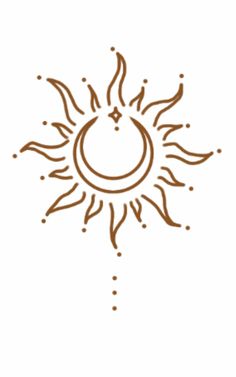a drawing of the sun and moon on a white background