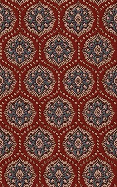 a red and blue background with an intricate design on it's surface, which is very
