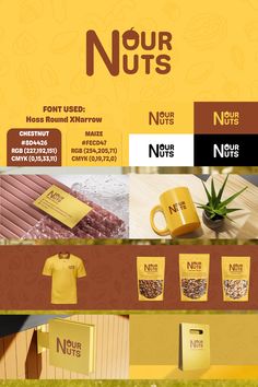 an advertisement for nuts with coffee cups and mugs