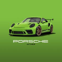 a green porsche sports car on a green background