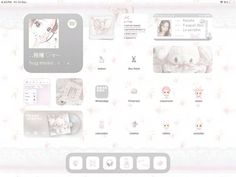 an image of a website page with various items on it, including buttons and stickers