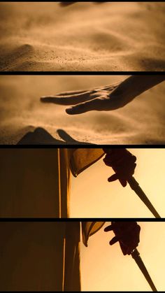 three different shots of the same person's hand holding a rose in their left hand