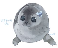 a seal with a bow on its head