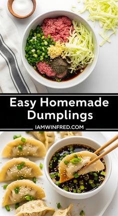 easy homemade dumplings with meat and vegetables in a bowl