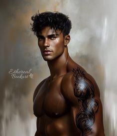 a man with tattoos on his arm and chest