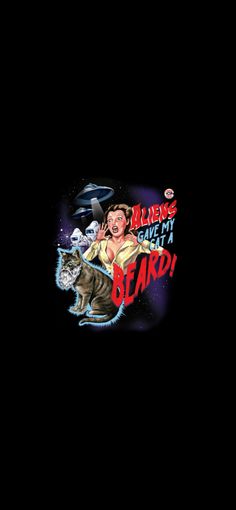 an image of a woman with a cat on her shoulder and the words, i'm