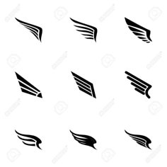 black and white wings icon set on white background stock photo, images and royalty illustrations