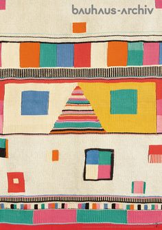 an old rug with different colored squares and lines on the bottom, along with words that read bauhus - archiv