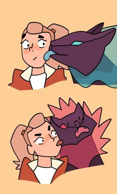 an image of two cartoon characters with one being kissed by the other's head