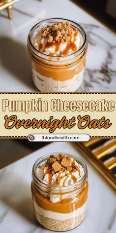 Jar of pumpkin cheesecake overnight oats