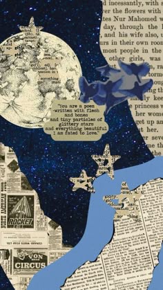 an altered collage of newspapers, newspaper clippings and images of the earth