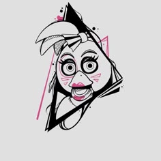 the face of a cat with big eyes and an arrow on it's head