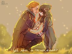 two people sitting next to each other with the words, we are a team right?