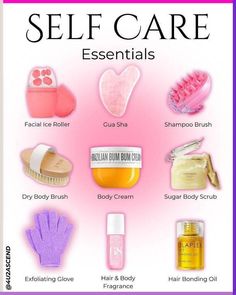 Products For Self Care, Selfcare Body Routine, Self Care Things To Buy, Self Care Stuff, Self Care Products List, Body Care Routine Essentials, Skincare Essentials List, Skincare Must Haves Products, Self-care Routine Body Care