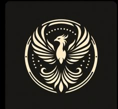 a black and white image of a bird in a circle