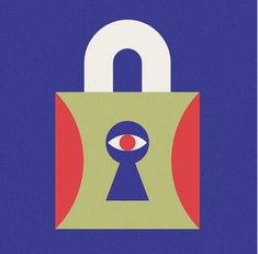 an illustration of a padlock with the eye on it's keyhole, against a blue background