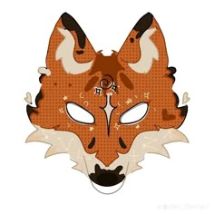 Colorful Animal Mask Art, Diy Animal Costume Ideas, Fox Mask Illustration, Halloween Mask Inspiration, Red Fox Therian Mask Drawing, Fox Therian Mask Drawing, Therian Mask Red Fox, Mask Therian Fox, Fox Therian Mask Ideas