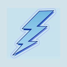 a blue lightning bolt sticker on a white background
