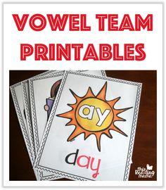 three printables with the words vovel team printables on them