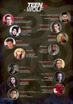 the movie poster for teen wolf with many different actors and names on it's side