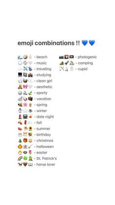 the emoji combinations list is displayed in this screenshoto image, which appears to be an emoji combination
