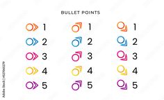 Download this Premium Vector about Colorful bullet point number with gradient arrow free vector, and discover more than 183 Million Professional Graphic Resources on Freepik Adobestock. #freepik #vector #point #bulletpoint #bullet #adobe #adobestock #envanto #vecteezy #shutterstock #chart #list #bulletlist #pointlist #menu #color #infographic #numeric #item #bussiness #symbol #highlight #collection #set #pointlist #vector #freedownload Fun Bullet Point, Cool Bullet Points, Vibrant Bullet Point Design, Colorful Bullet Points, Bullet Point Alternatives Design, Bullet Points Design, Bullet Point Design, Bullet Points, Bullet Points Graphic Design