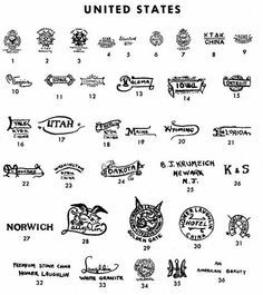 an old black and white poster with the names of different states in it's letters