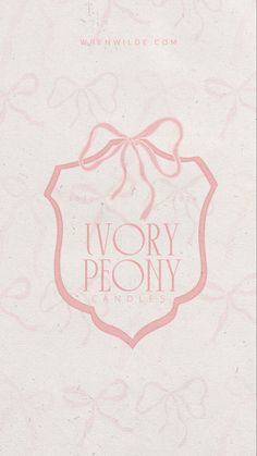 the front cover of ivory peony, with pink ribbon and bow on white paper