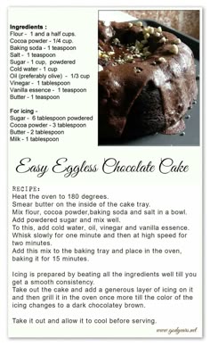 the recipe for an eggless chocolate cake