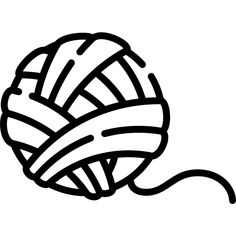 a ball of yarn is shown in this black and white drawing, it appears to be knitting