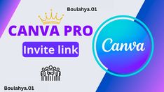 the logo for canva pro is shown in purple and blue with a crown on top