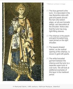 an image of a man in gold and blue clothing with words describing the different parts of his body