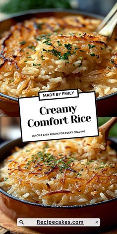 two pans filled with creamy comfort rice